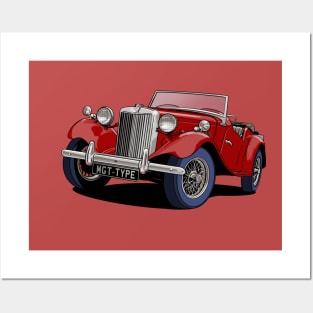 MG T-Type Classic British Sports Car in burgundy Posters and Art